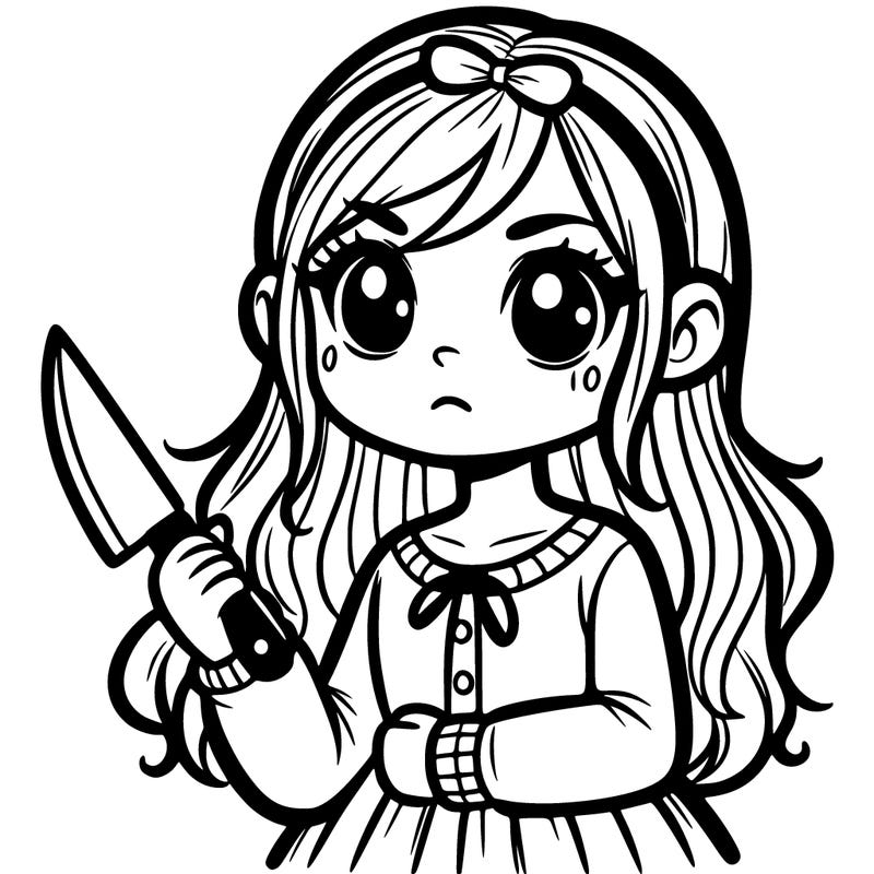 girl with a knife