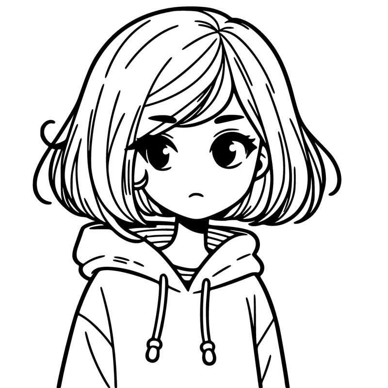 girl with short hair in hoodie
