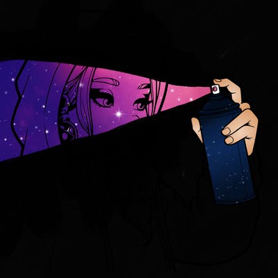 a realistic girl, spray painting