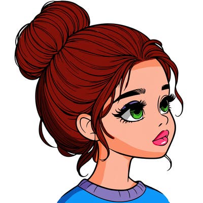 realistic girl with bun