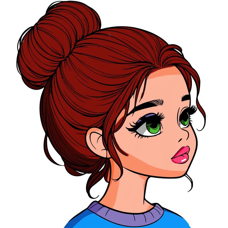 realistic girl with bun