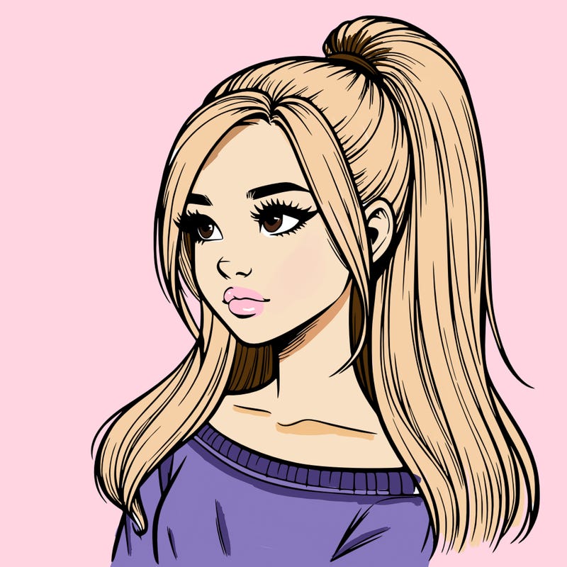 realistic girl with a high ponytail