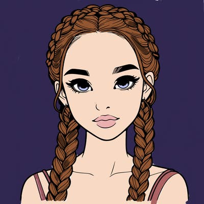 realistic girl with braids
