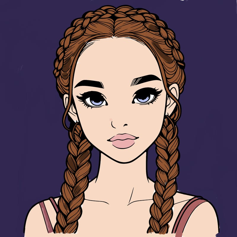 realistic girl with braids