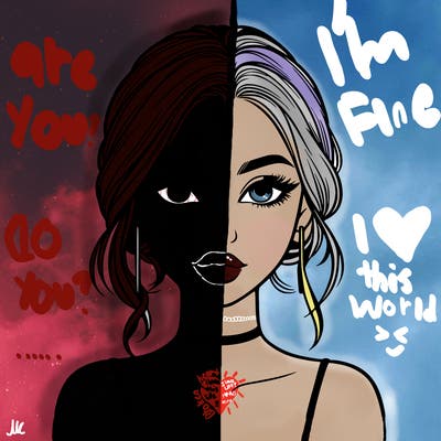 realistic girl with makeup on