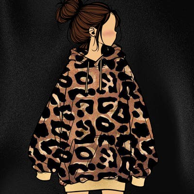realistic girl with a oversized sweatshirt on and a bun