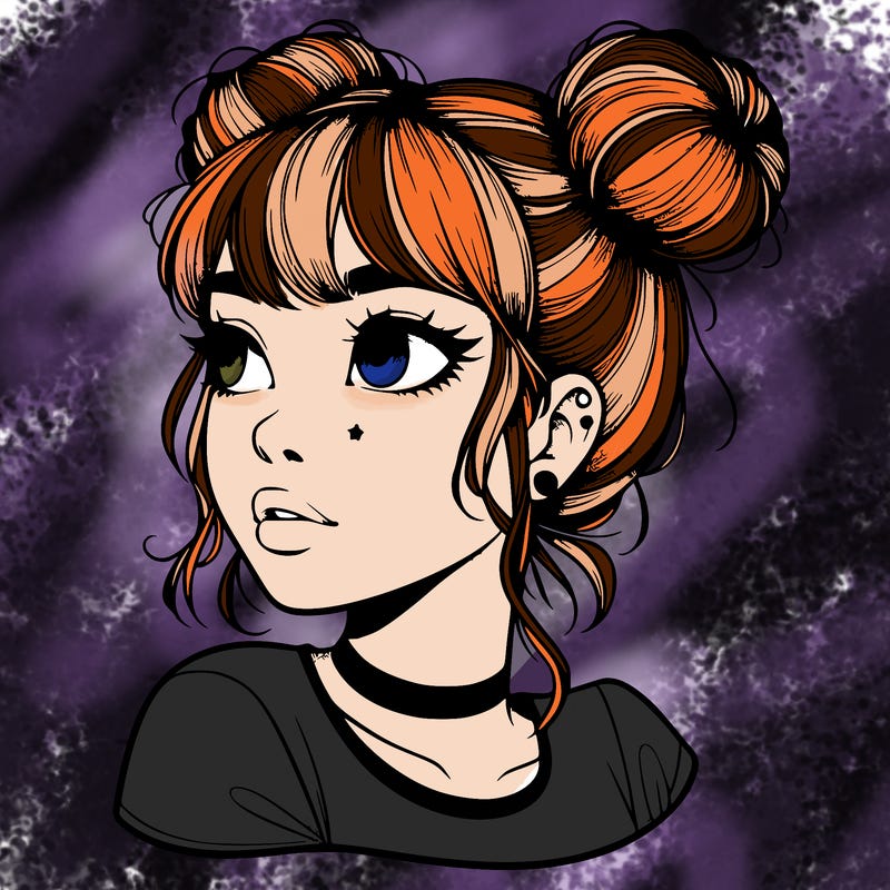 realistic girl with spacebuns