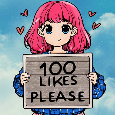 a girl holding a sign saying 100 likes please