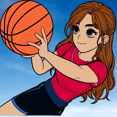 realistic girl playing basketball
