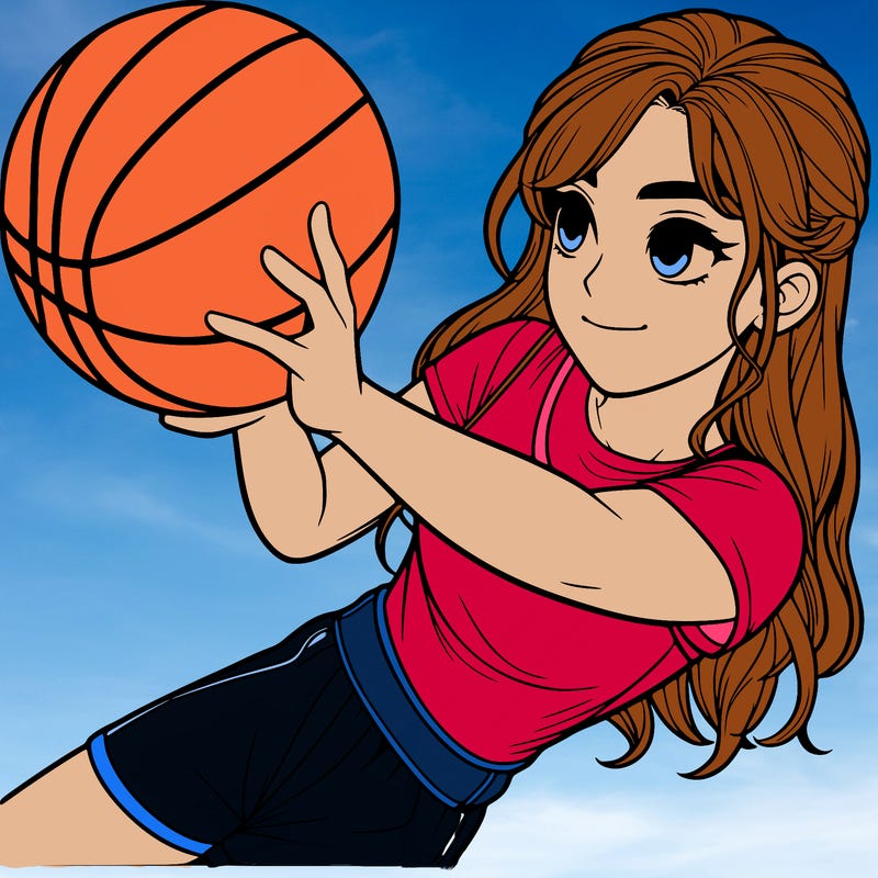 realistic girl playing basketball
