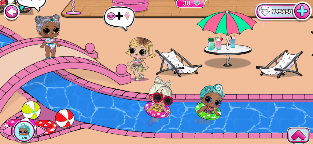 L.O.L. Surprise! Club House - LOL Surprise dolls playing at a colorful water park with pink bridges and inner tubes