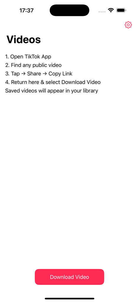 Interface of the TT Saver app displaying instructions on how to download TikTok videos by copying links