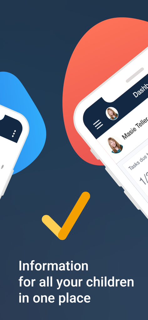 Interfaz de la aplicación móvil Satchel One para padres que muestra información de todos los hijos en un solo lugar