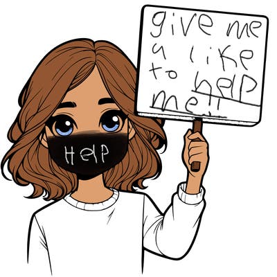 realistic girl holding up a sign