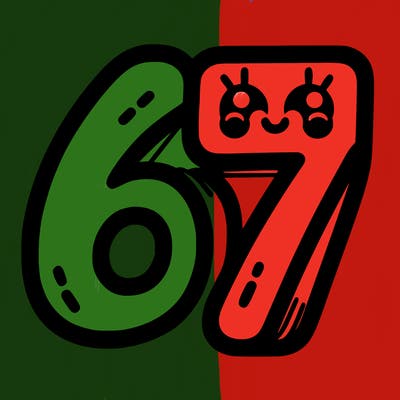 the numbers 67