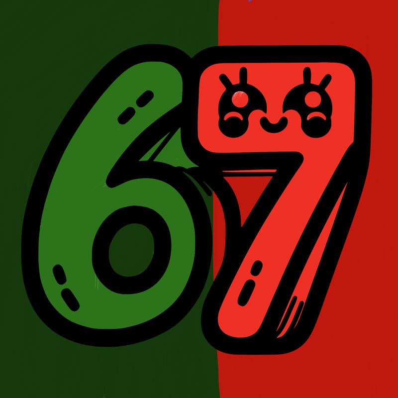 the numbers 67