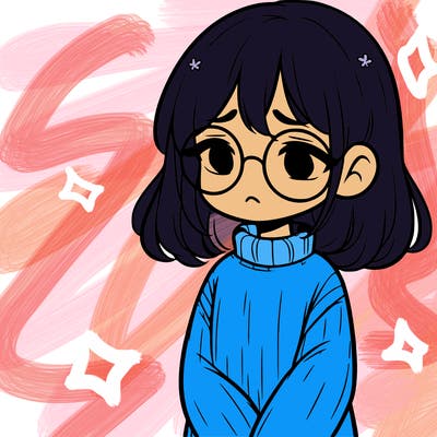 sad girl with glasses in a sweater
