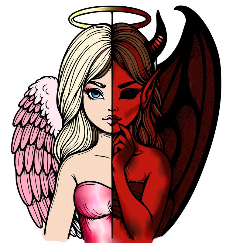 realistic angel half demon