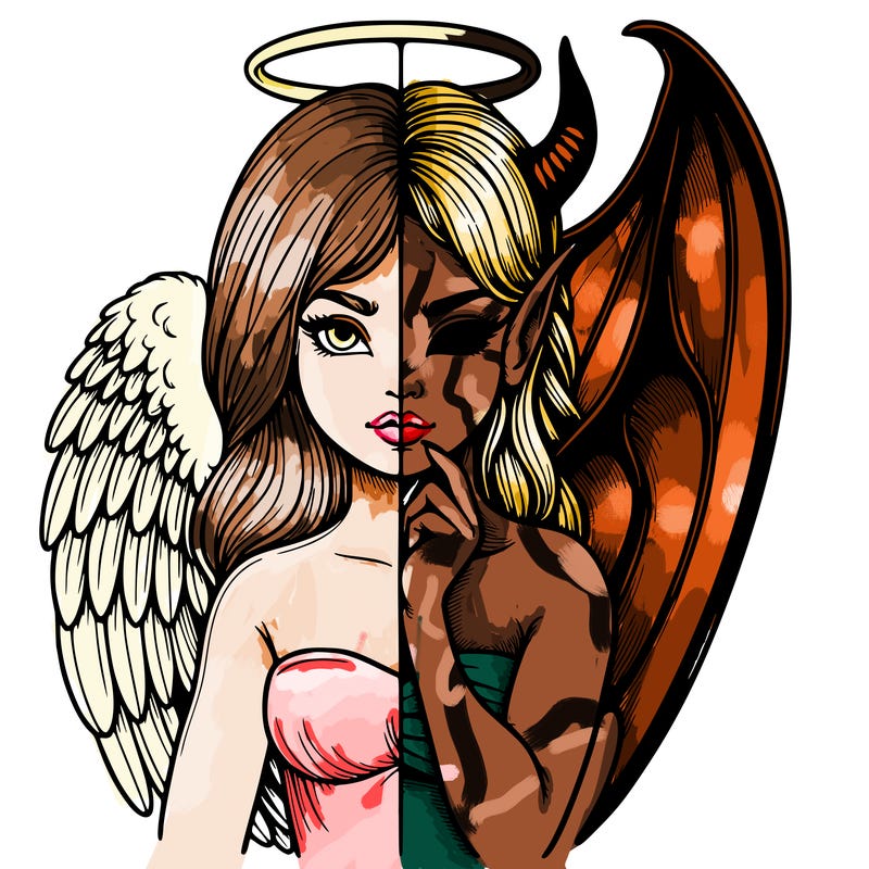 realistic angel half demon