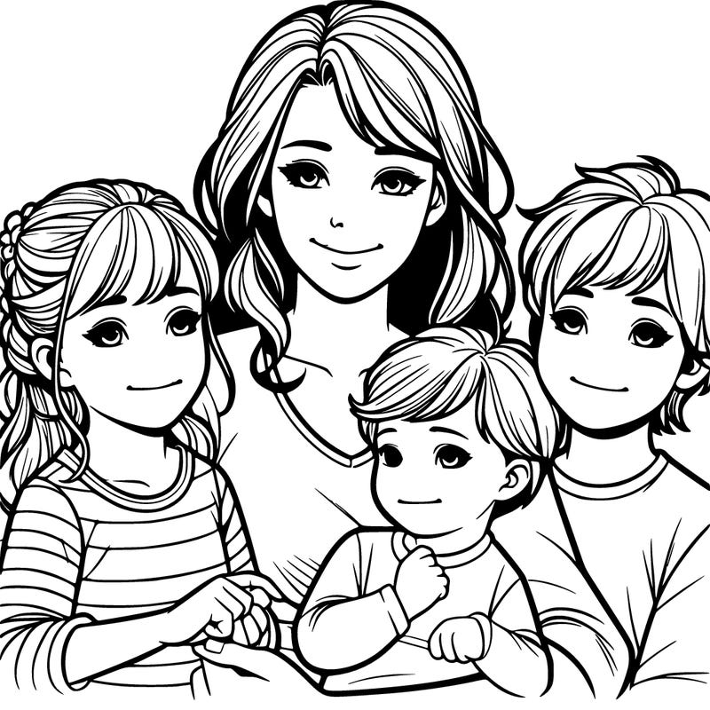 realistic mom and 3 kids