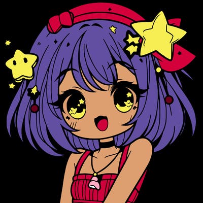 cute anime girl with star accessories