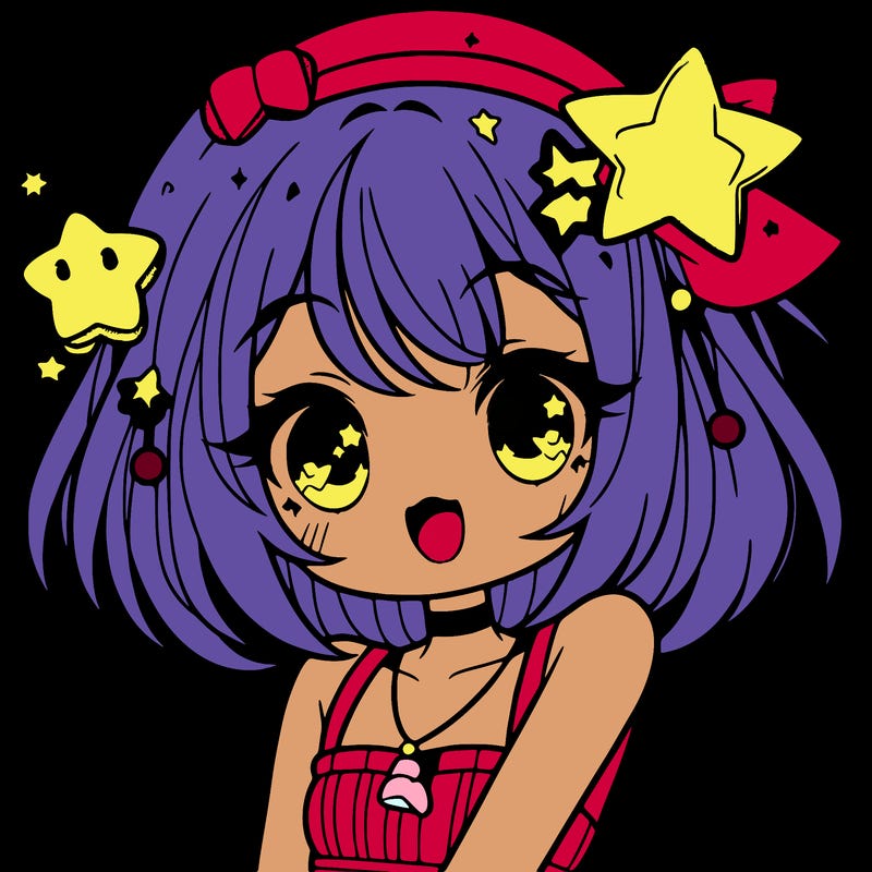 cute anime girl with star accessories
