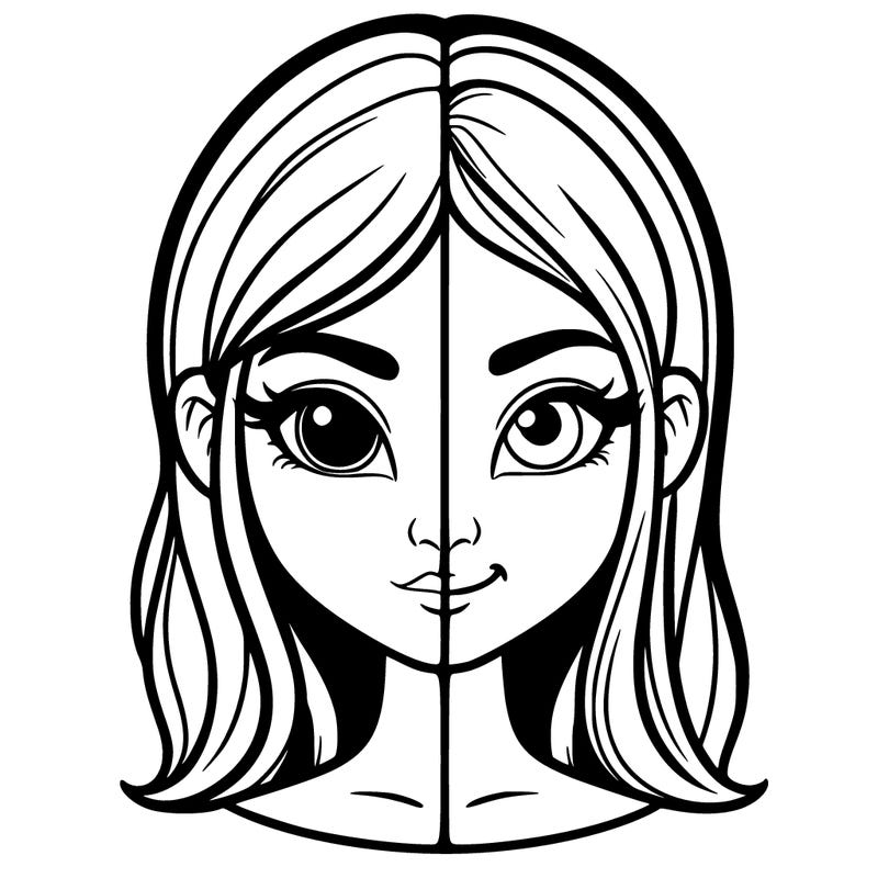 a girl half evil half innocent realistic