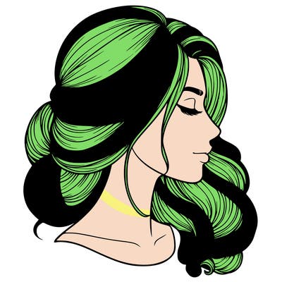 realistic woman's head & hair