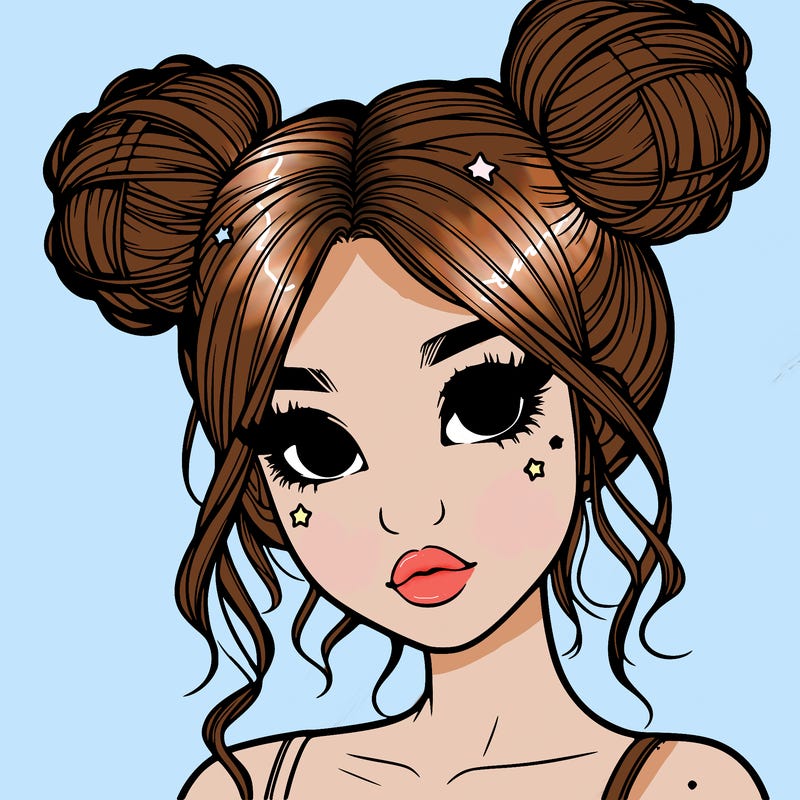 realistic girl with space buns