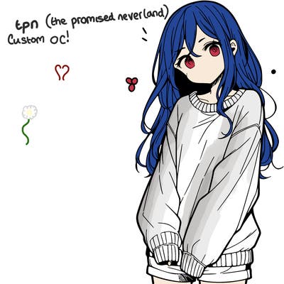 manga teen girl  in a sweater and baggy pants