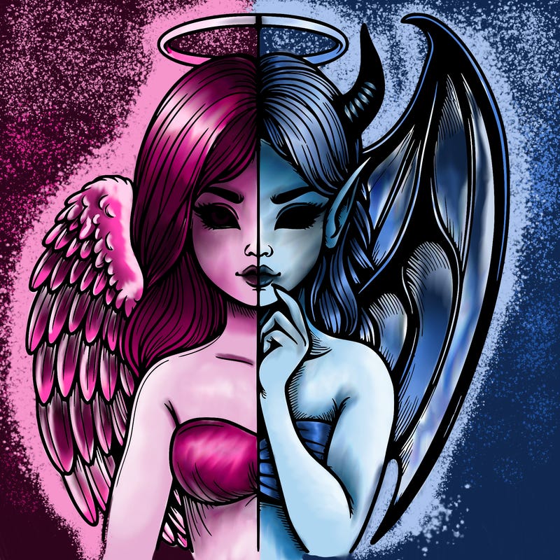 realistic angel half demon