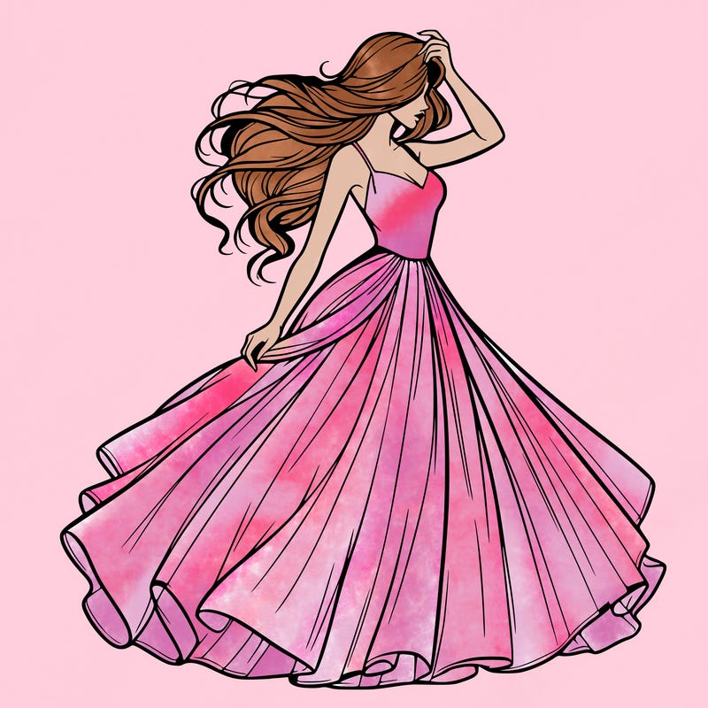 realistic woman with dress flowing in the wind