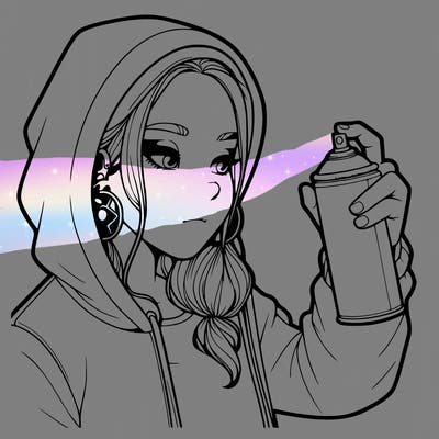 a realistic girl, spray painting