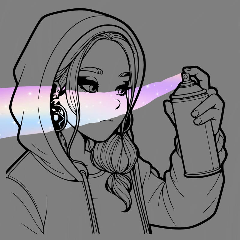 a realistic girl, spray painting