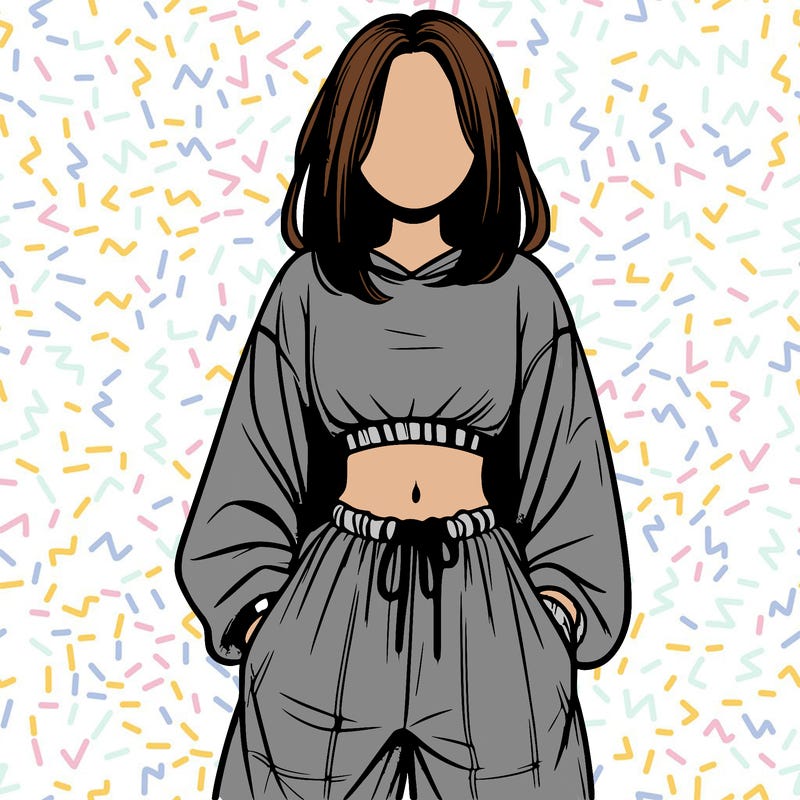 realistic girl faceless with baggy pants and a crop top