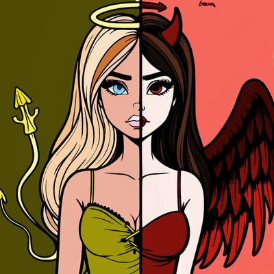 devil vs angel realistic girl