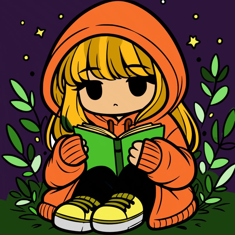 girl in oversized hoodie reading a book