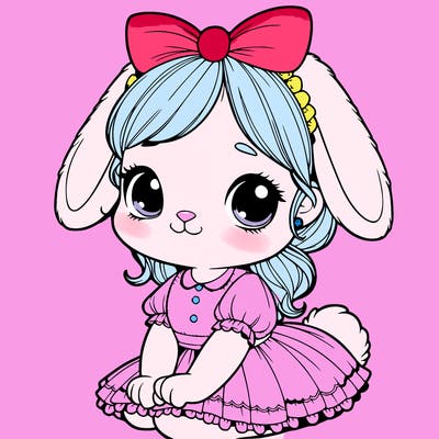 cute easter bunny girl realistic