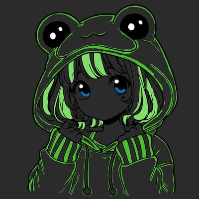 a cute teenage girl wearing a frog hoodie