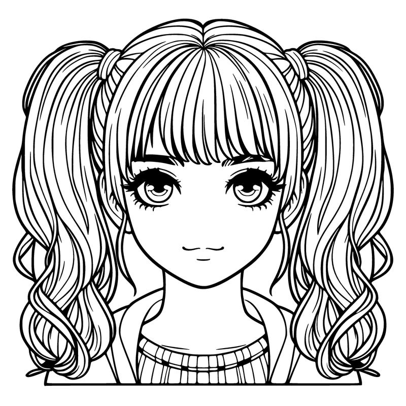 a realistic girl who has pigtails