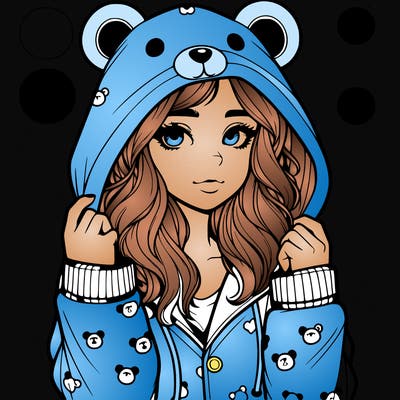 realistic girl in a animal pjs hoodie