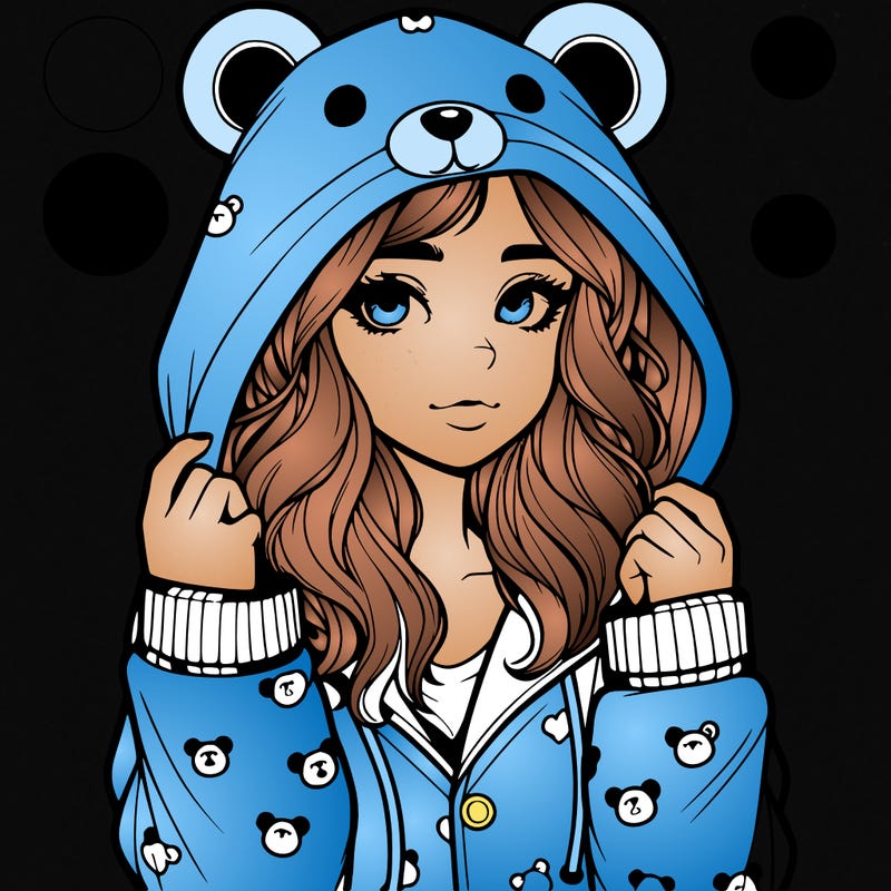 realistic girl in a animal pjs hoodie