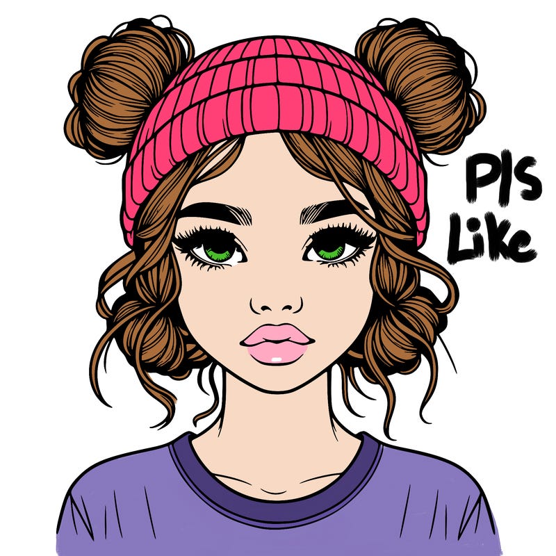 realistic girl with buns in her hair with a beanie on