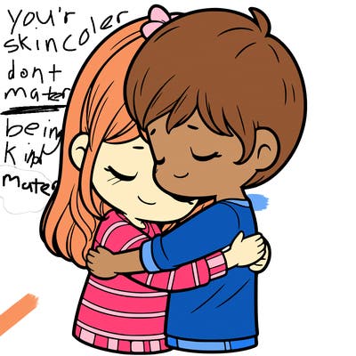 girl and boy hugging