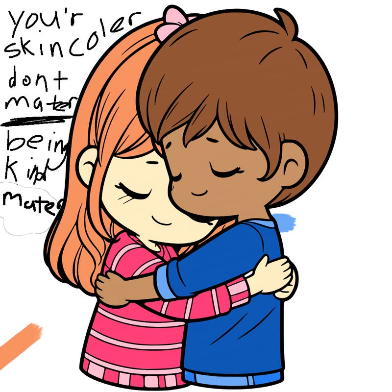 girl and boy hugging