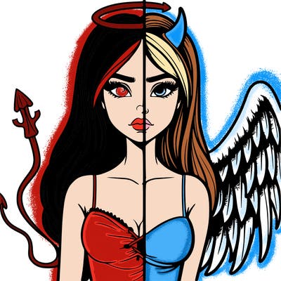 devil vs angel realistic girl