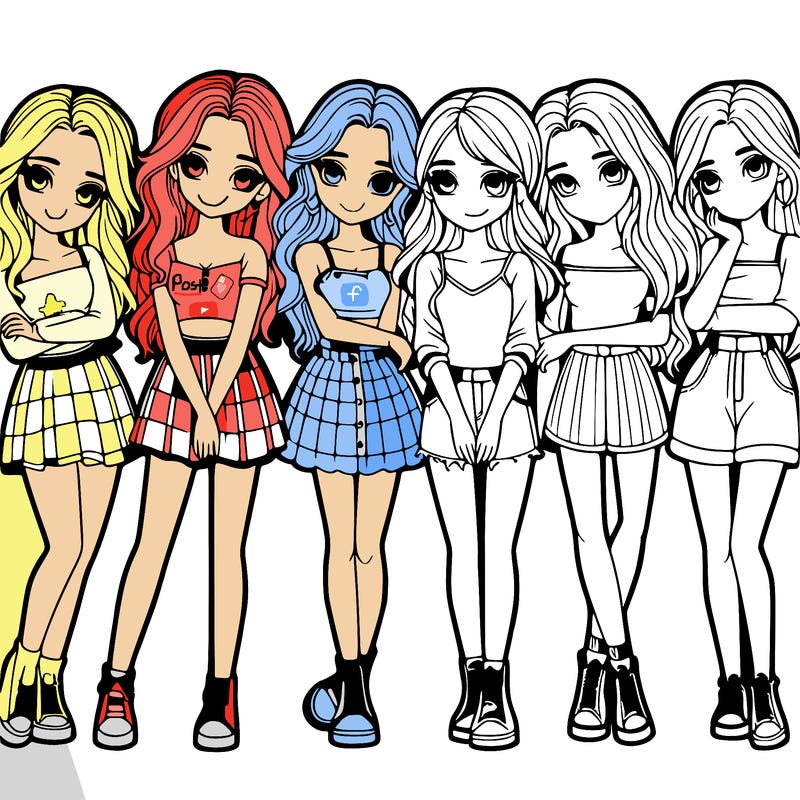 a group of girls realistic