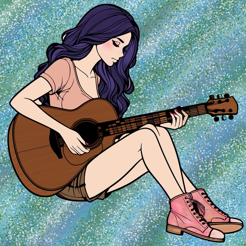 realistic woman play guitar
