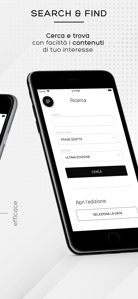 Écran de recherche de l'application Capital magazine pour trouver des articles sur les affaires et le style de vie