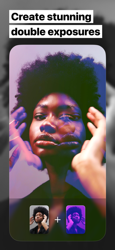 Stunning double exposure portrait created using Fuzion app filters